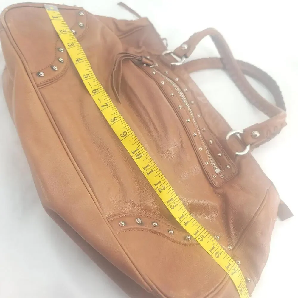 Vintage 80's Women's Michael Kors Tan Leather Canvas Liner Distressed...